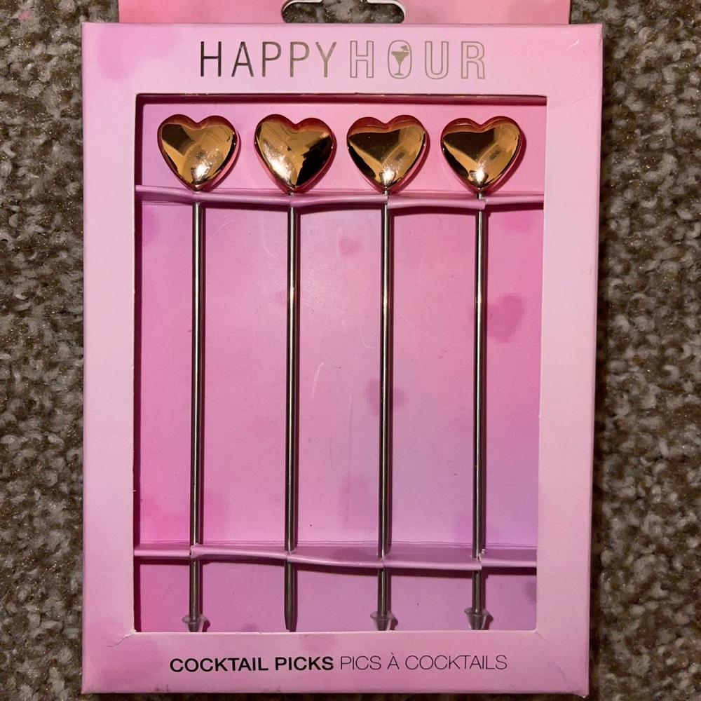Gold Heart Cocktail Picks